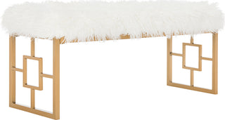 Safavieh Mera Faux Sheepskin Bench White Furniture 