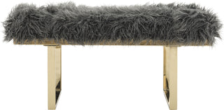 Safavieh Maia Faux Sheepskin Bench Grey Furniture 