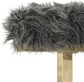 Safavieh Maia Faux Sheepskin Bench Grey Furniture 