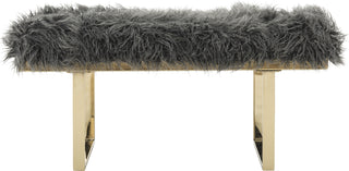 Safavieh Maia Faux Sheepskin Bench Grey Furniture main image