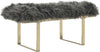 Safavieh Maia Faux Sheepskin Bench Grey Furniture 