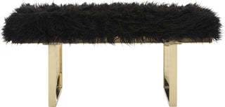 Safavieh Maia Faux Sheepskin Bench Black Furniture 