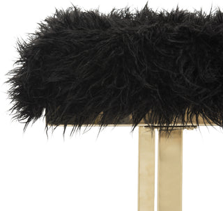 Safavieh Maia Faux Sheepskin Bench Black Furniture 