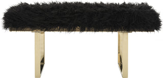 Safavieh Maia Faux Sheepskin Bench Black Furniture main image