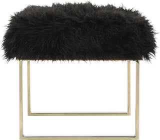 Safavieh Maia Faux Sheepskin Bench Black Furniture 