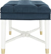 Safavieh Rory Contemporary Tufted Bench Navy and White Furniture 