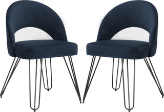 Safavieh Jora Velvet Retro Dining Chair Navy Furniture 