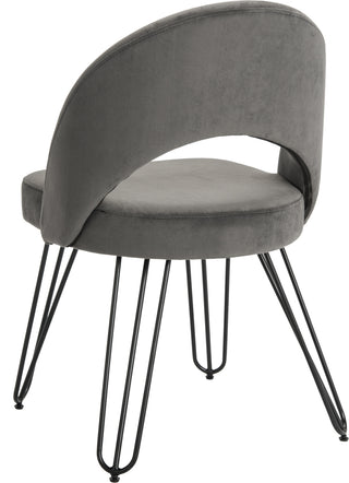 Safavieh Jora Velvet Retro Side Chair Dark Grey Furniture 