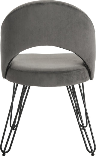 Safavieh Jora Velvet Retro Side Chair Dark Grey Furniture 