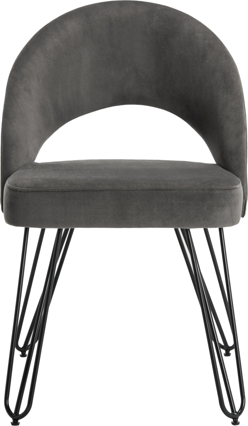 Safavieh Jora Velvet Retro Side Chair Dark Grey Furniture main image