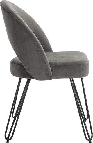 Safavieh Jora Velvet Retro Side Chair Dark Grey Furniture 