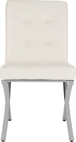 Safavieh Walsh Tufted Side Chair White and Chrome Furniture main image