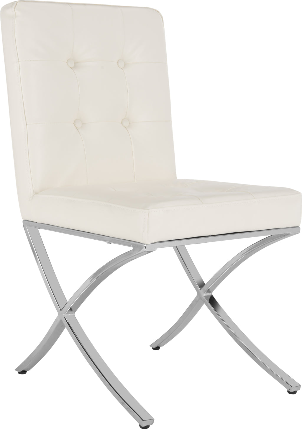 Safavieh Walsh Tufted Side Chair White and Chrome  Feature