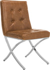 Safavieh Walsh Tufted Side Chair Light Brown and Chrome Furniture  Feature