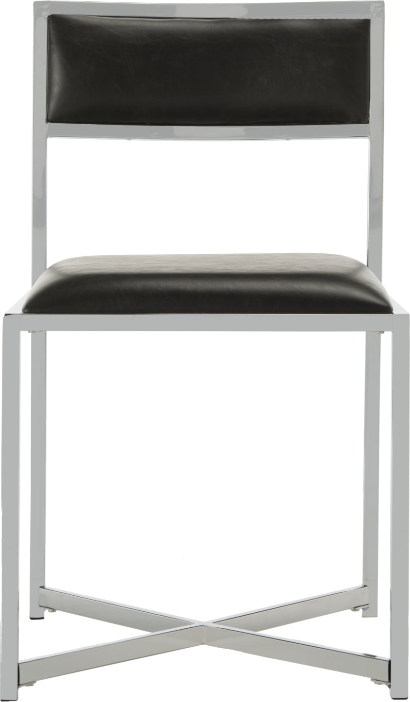 Safavieh Menken Chrome Side Chair Black and Furniture main image
