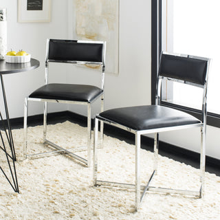 Safavieh Menken Chrome Side Chair Black  Feature