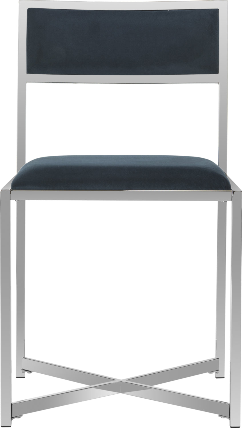 Safavieh Menken Chrome Side Chair Navy and Furniture main image
