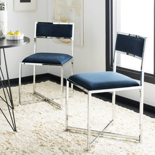 Safavieh Menken Chrome Side Chair Navy  Feature