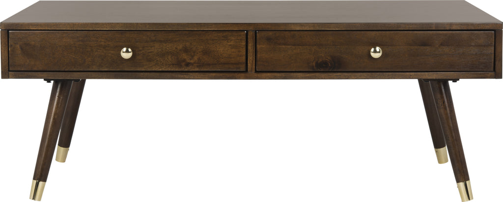 Safavieh Levinson Gold Cap Coffee Table Brown Furniture main image