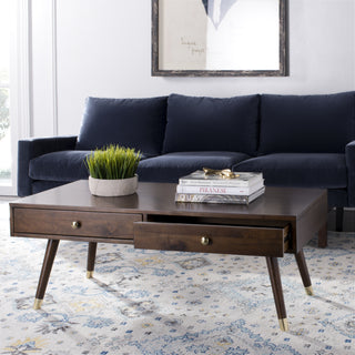 Safavieh Levinson Gold Cap Coffee Table Brown Furniture  Feature