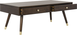 Safavieh Levinson Gold Cap Coffee Table Brown Furniture 