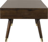 Safavieh Levinson Gold Cap Coffee Table Brown Furniture 