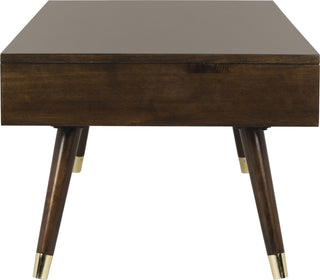 Safavieh Levinson Gold Cap Coffee Table Brown Furniture 