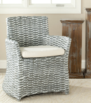 Safavieh Cabana Rattan Arm Chair Grey and Beige Furniture 