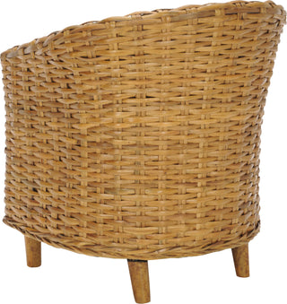 Safavieh Omni Rattan Barrel Chair Honey and White Furniture 