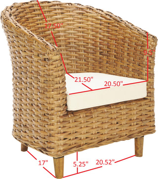 Safavieh Omni Rattan Barrel Chair Honey and White Furniture 