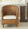 Safavieh Omni Rattan Barrel Chair Honey and White Furniture 
