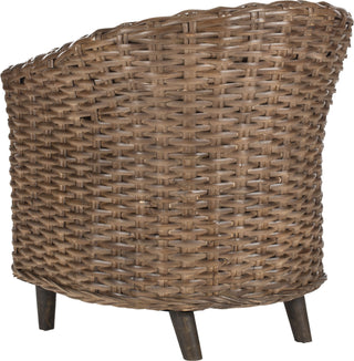 Safavieh Omni Rattan Barrel Chair Brown and White Furniture 