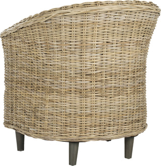 Safavieh Omni Rattan Barrel Chair Natural Unfinished and White Furniture 