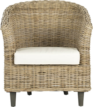 Safavieh Omni Rattan Barrel Chair Natural Unfinished and White Furniture main image