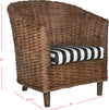 Safavieh Omni Rattan Barrel Chair Brown and Black White Furniture 