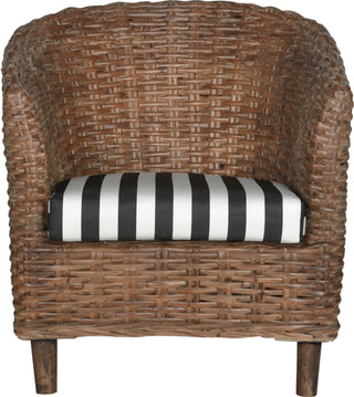 Safavieh Omni Rattan Barrel Chair Brown and Black White Furniture main image