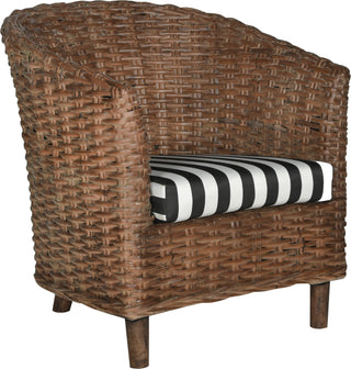 Safavieh Omni Rattan Barrel Chair Brown and Black White Furniture 