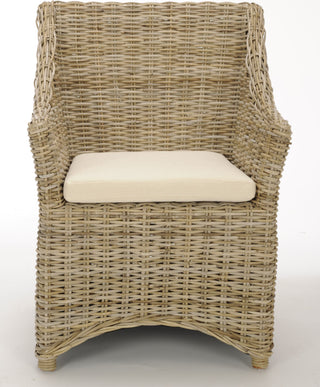 Safavieh Ventura Rattan Arm Chair Brown and White Furniture main image