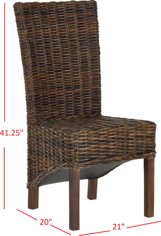 Safavieh Ridge 18''H Rattan Side Chair Dark Brown Furniture 