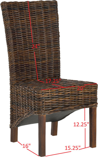 Safavieh Ridge 18''H Rattan Side Chair Dark Brown Furniture 