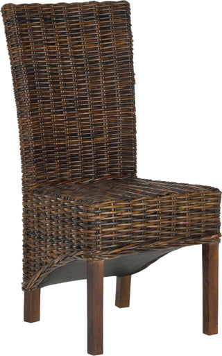 Safavieh Ridge 18''H Rattan Side Chair Dark Brown Furniture 