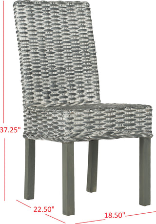 Safavieh Wheatley 18''H Rattan Side Chair Grey and White Furniture 