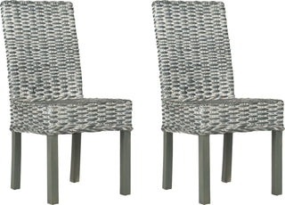 Safavieh Wheatley 18''H Rattan Side Chair Grey and White Furniture 