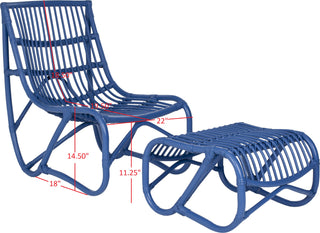 Safavieh Shenandoah Chair and Ottoman Blue Furniture 