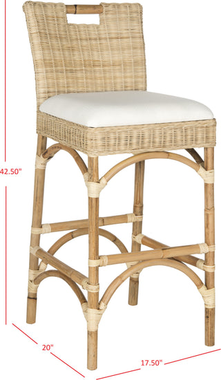 Safavieh Fremont Bar Stool Natural and Eggshell Furniture 