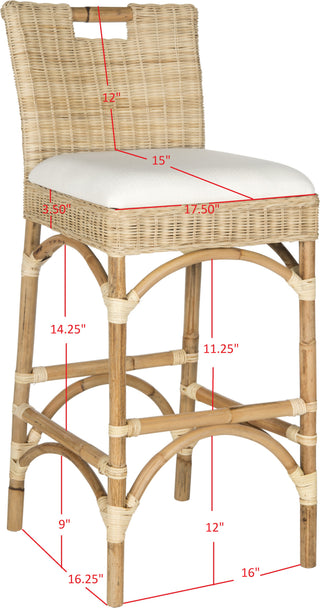 Safavieh Fremont Bar Stool Natural and Eggshell Furniture 