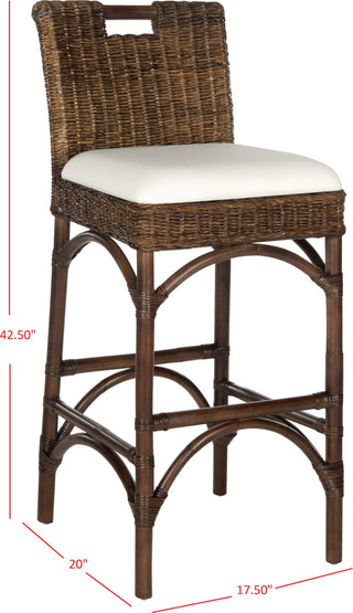 Safavieh Fremont Bar Stool Brown and Eggshell Furniture 