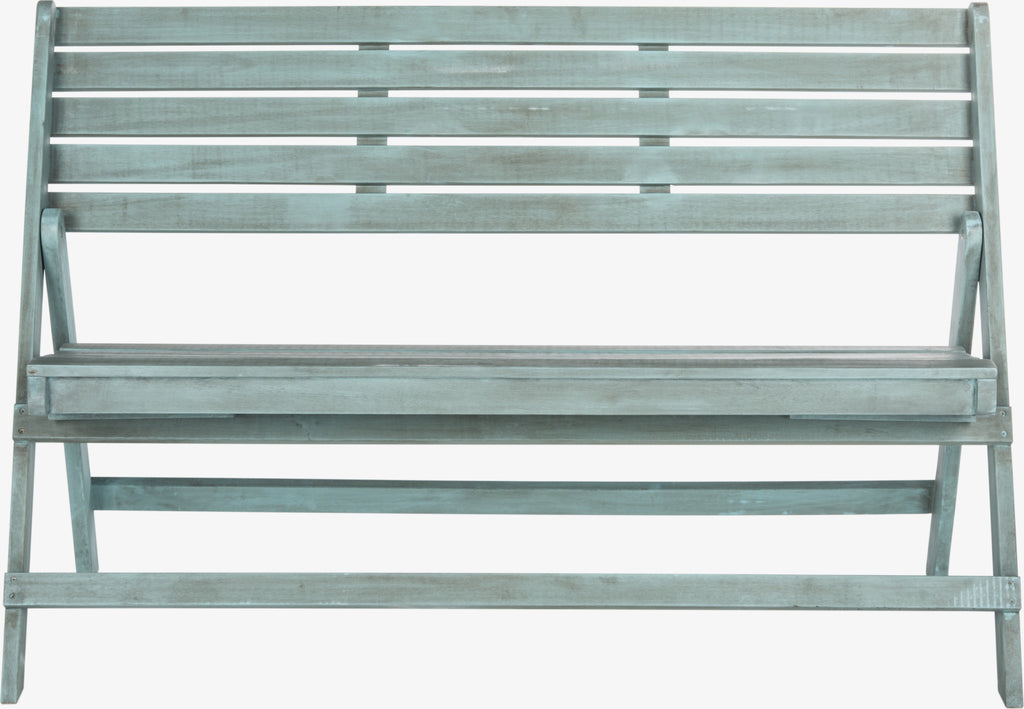 Safavieh Luca Folding Bench Beach House Blue Furniture main image