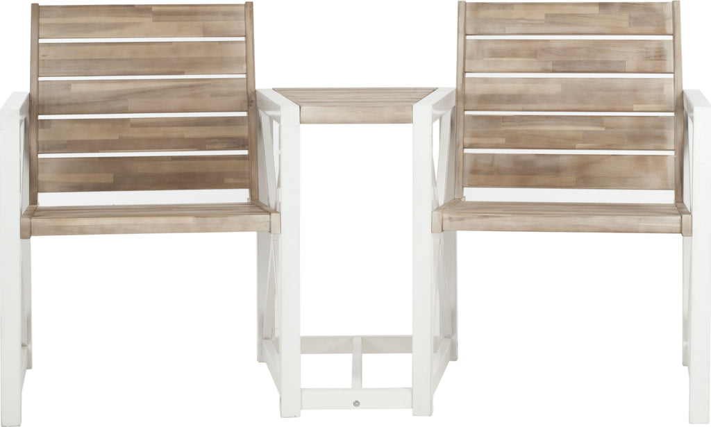 Safavieh Jovanna 2 Seat Bench White/Oak Furniture main image