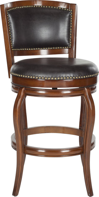 Safavieh Pasquale Swivel Bar Stool Walnut and Brown Furniture 